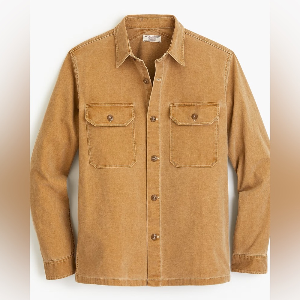 J.Crew Wallace & Barnes Shirt-Jacket (Stretch Duck Canvas) - Roasted Cedar - MED